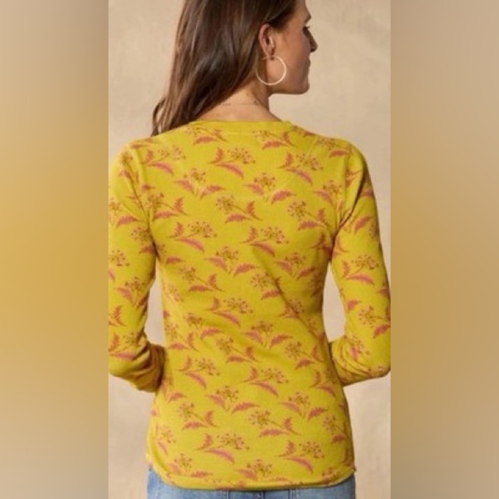 Sundance Melanie Blooms Floral Thermal • Mustard Yellow Boho Top XL - Picture 4 of 9